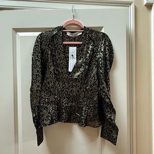 Teruja Metallic & Silk Puff-Sleeve Blouse from IRO